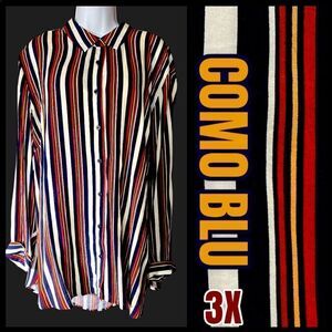 NWT Dressbarn’s COMO BLU PLUS size 3X Strip Button Down top